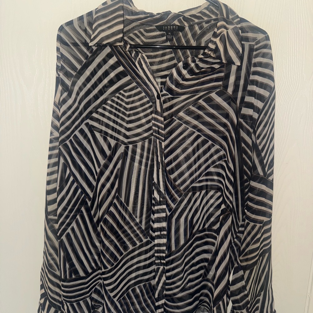 Sheer stripped blouse